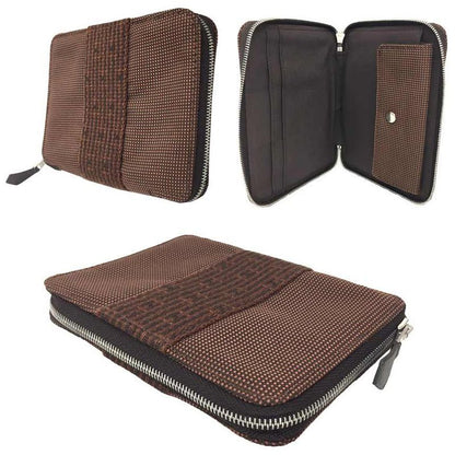 Hermes Her Line Purses PM Fold Wallet Nylon Canvas Brown Fold Wallet Aq11780