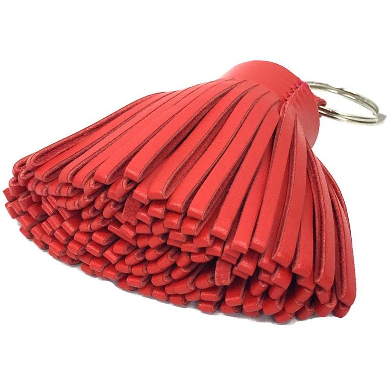 Hermes Carmen Key Holder Key Ring Fringe Charm Leather Red Aq11776