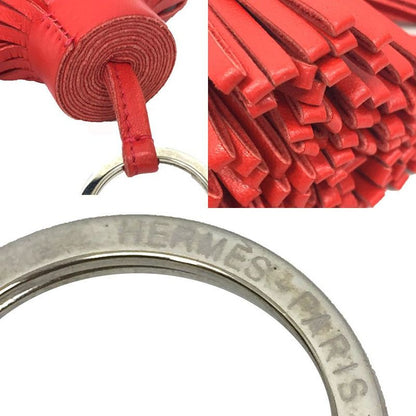 Hermes Carmen Key Holder Key Ring Fringe Charm Leather Red Aq11776