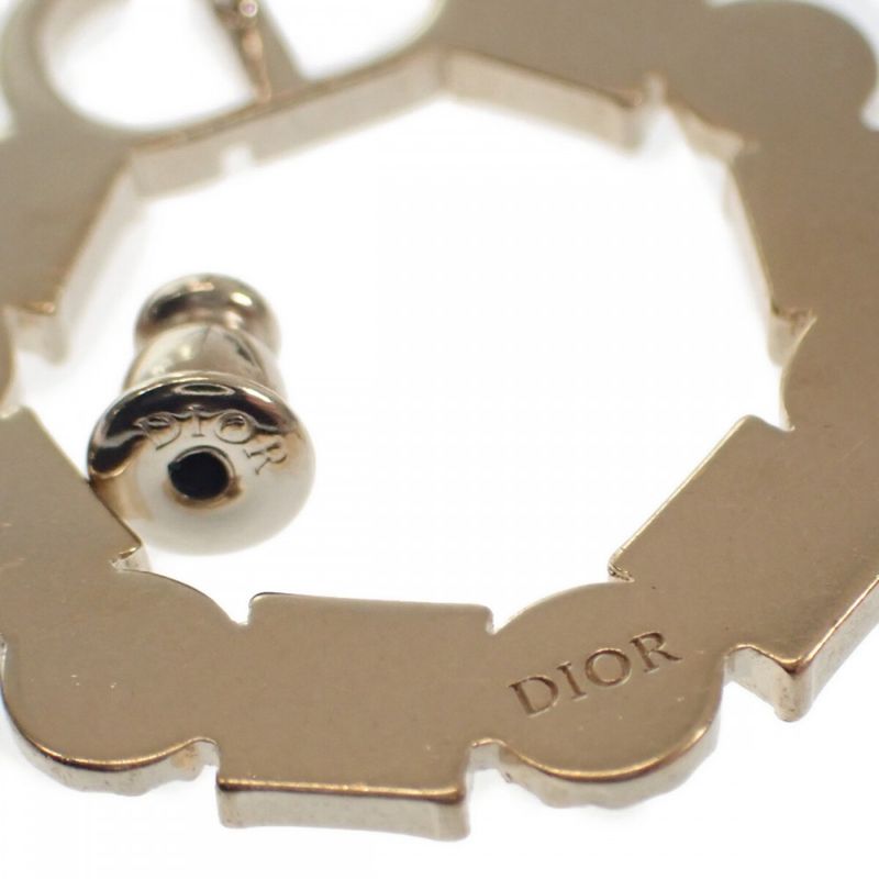 Christian DIOR Petit CD E1858ptccy Earrings Metal Black Crystal Gold Ladies