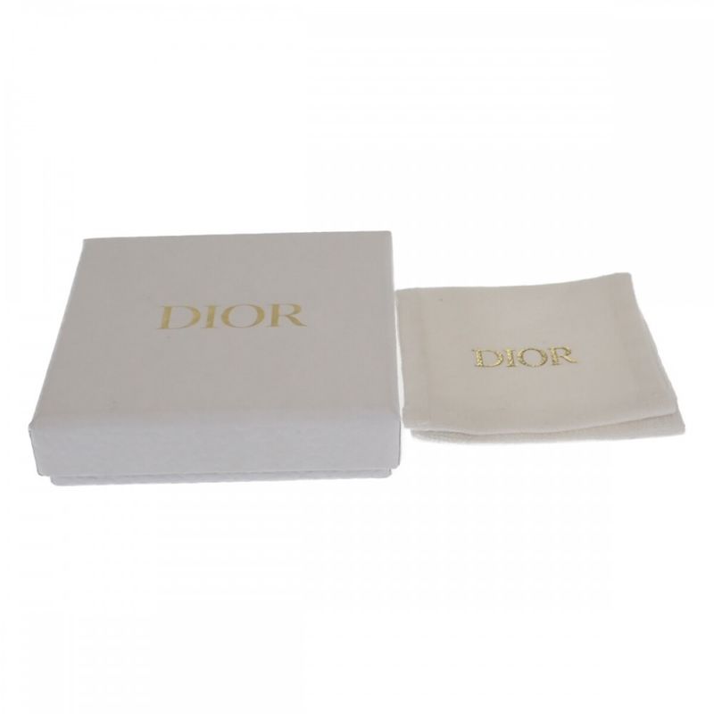 Christian DIOR Petit CD E1858ptccy Earrings Metal Black Crystal Gold Ladies