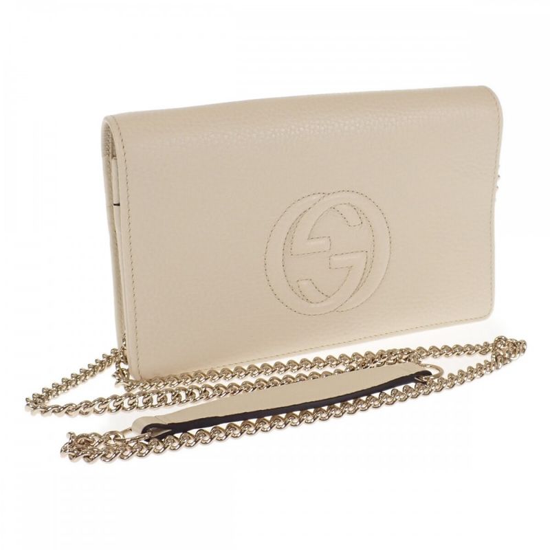 Gucci Soho Chain Wallet Outlet 598211_a7m0g Shoulder Bag Calf White Ladies [A