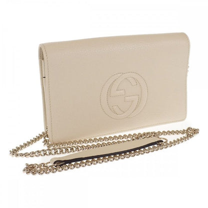Gucci Soho Chain Wallet Outlet 598211_a7m0g Shoulder Bag Calf White Ladies [A