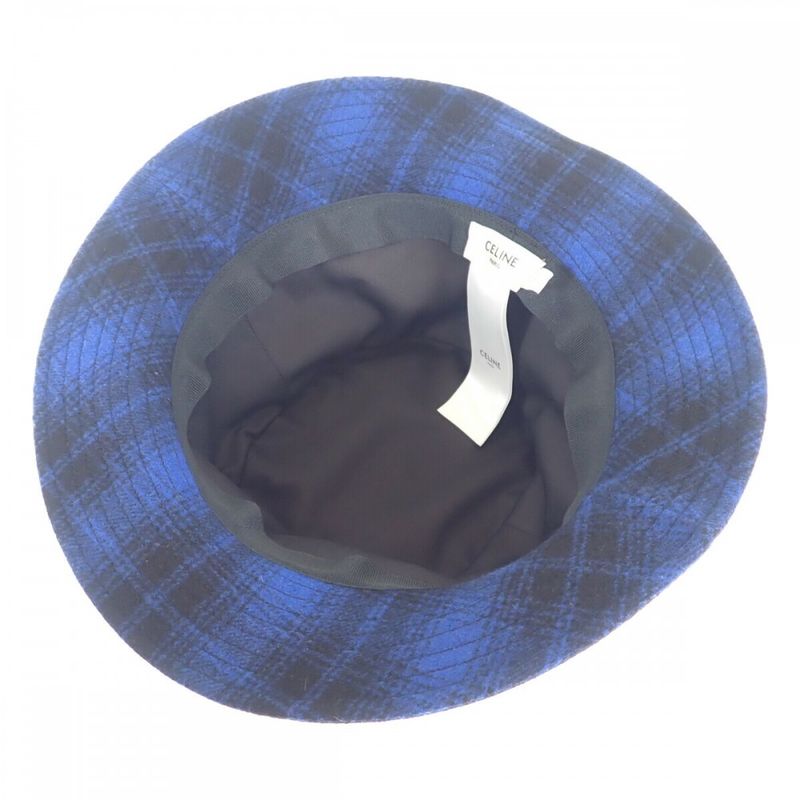Celine Bucket Flannel Check S 2auo4994r.07rk Hat Wool Cotton Blue Men's Women's