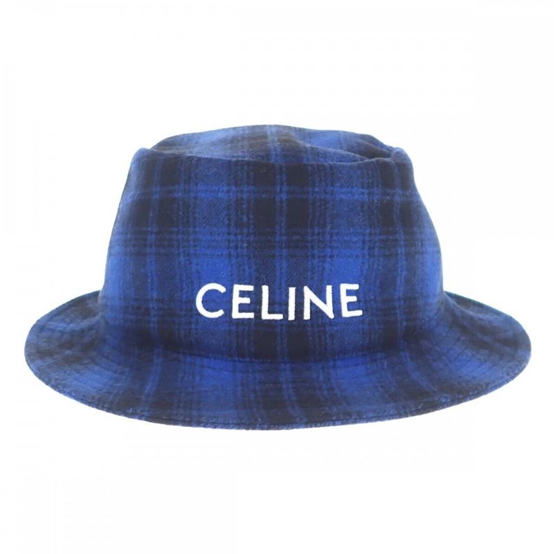 Celine Bucket Flannel Check S 2auo4994r.07rk Hat Wool Cotton Blue Men's Women's