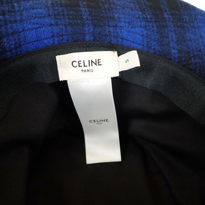 Celine Bucket Flannel Check S 2auo4994r.07rk Hat Wool Cotton Blue Men's Women's