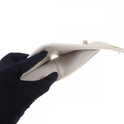 Chanel 19 Flap Wallet Ap2809 Trifold Wallet Lambskin White Gold Hardware Ladies