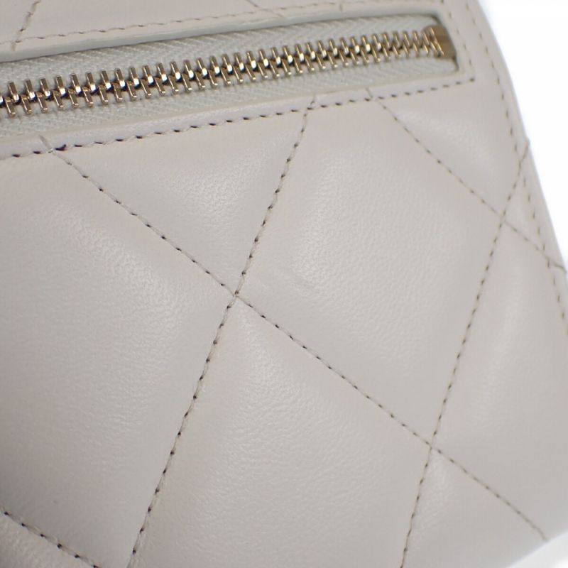 Chanel 19 Flap Wallet Ap2809 Trifold Wallet Lambskin White Gold Hardware Ladies