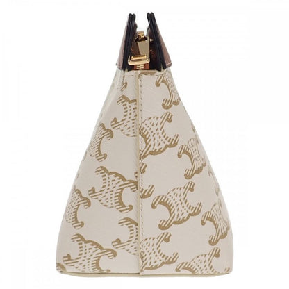 Celine Small Travel 10c762djp.01ta Pouch Polyurethane Leather White Gold