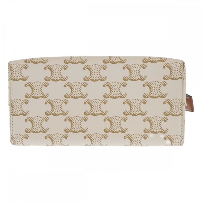 Celine Small Travel 10c762djp.01ta Pouch Polyurethane Leather White Gold