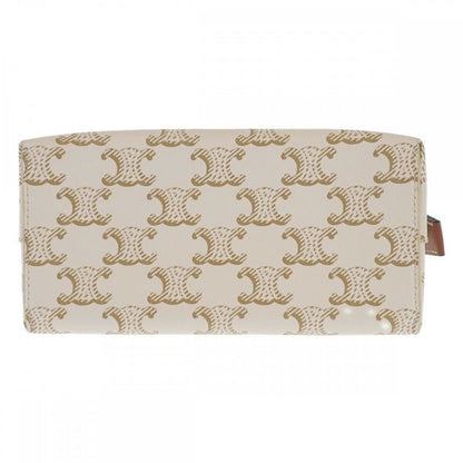 Celine Small Travel 10c762djp.01ta Pouch Polyurethane Leather White Gold