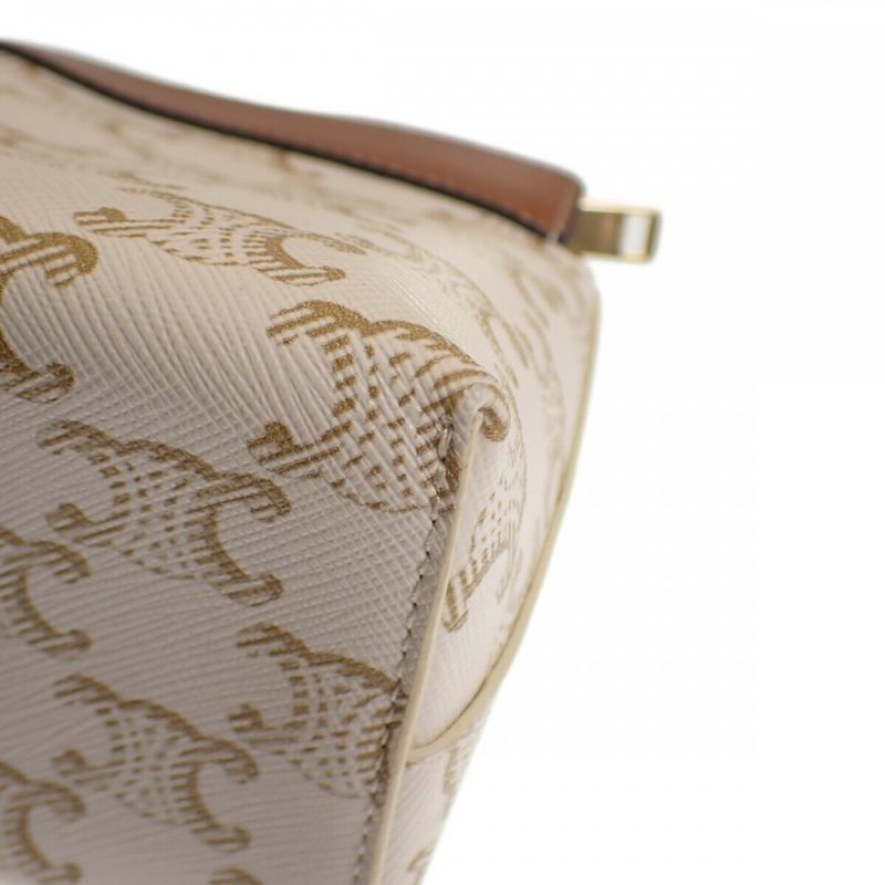 Celine Small Travel 10c762djp.01ta Pouch Polyurethane Leather White Gold