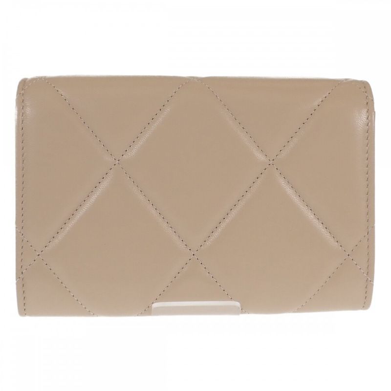 Chanel 19 Flap Wallet Ap2700_b04852_n5025 Bifold Wallet Lambskin Beige Gold