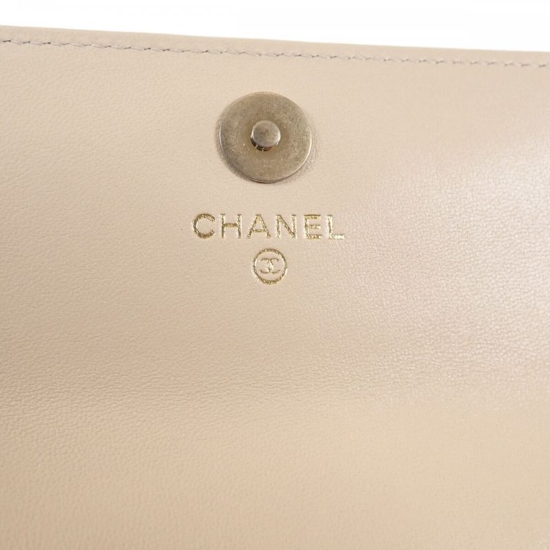 Chanel 19 Flap Wallet Ap2700_b04852_n5025 Bifold Wallet Lambskin Beige Gold
