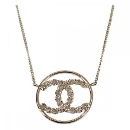 Chanel CC Circle Pendant Necklace Metal Gold Men's Women's [A Rank]