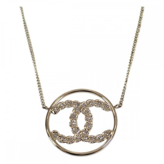 Chanel CC Circle Pendant Necklace Metal Gold Men's Women's [A Rank]