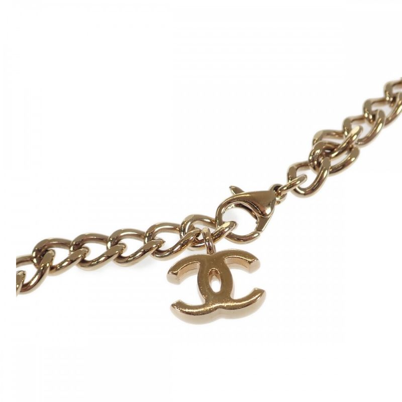 Chanel Coco Mark Logo Long Necklace Metal Gold Ladies [AB Rank]