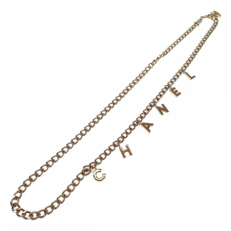 Chanel Coco Mark Logo Long Necklace Metal Gold Ladies [AB Rank]