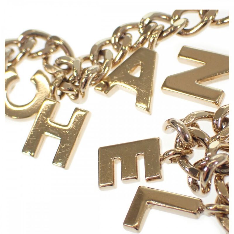 Chanel Coco Mark Logo Long Necklace Metal Gold Ladies [AB Rank]