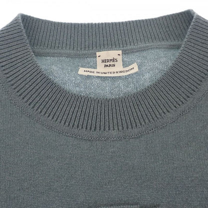 Hermes H Lift Knit Top 40 2h2663d1 Short Sleeve T-shirt Cashmere Bleu Lichen