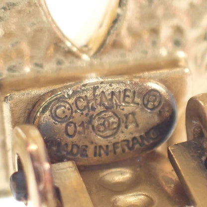 Chanel Coco Mark Earrings Metal Rhinestone Gold Ladies [AB Rank]