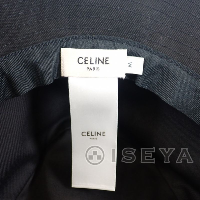 Celine Bucket M 2au5b968p.38ub Hat Gabardine Cotton Black Men's [S Rank