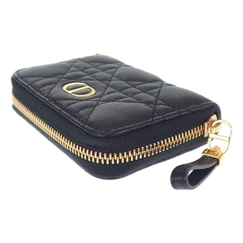 Christian DIOR Detachable Card Holder S5034uwhc_m900 Card Case Calf Black Gold