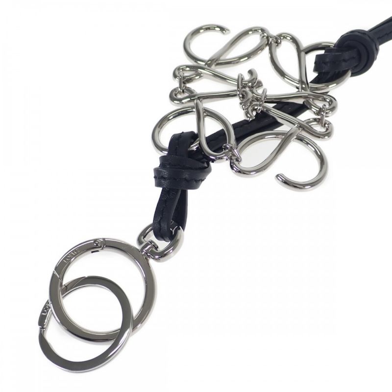 Loewe Anagram Charm Key Holder Calf Palladium Black Ladies [AB