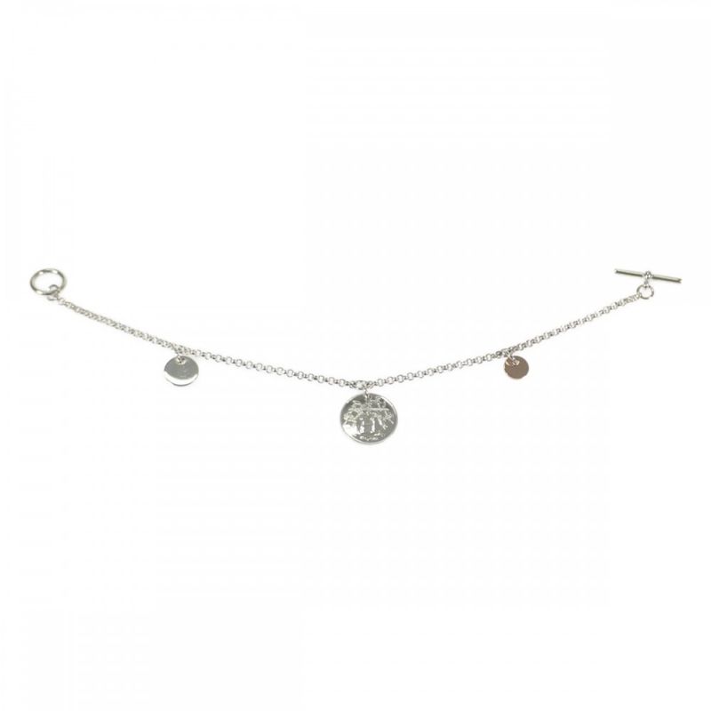 Hermes Ex Libris Breath PM H120440b_00sh Bracelet 18K Pink Gold Silver Ag1000