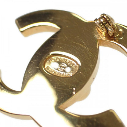 Chanel CC Turnlock Brooch GP Rhinestone Gold Ladies [AB Rank