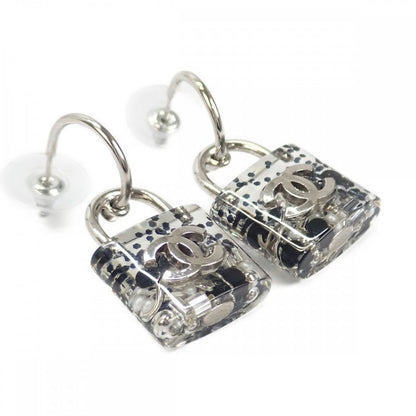 Chanel Coco Mark Cadenna 14K A88942 Earrings Metal Silver Ladies [AB Rank