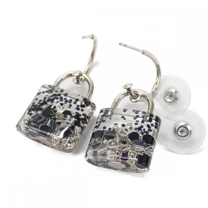 Chanel Coco Mark Cadenna 14K A88942 Earrings Metal Silver Ladies [AB Rank