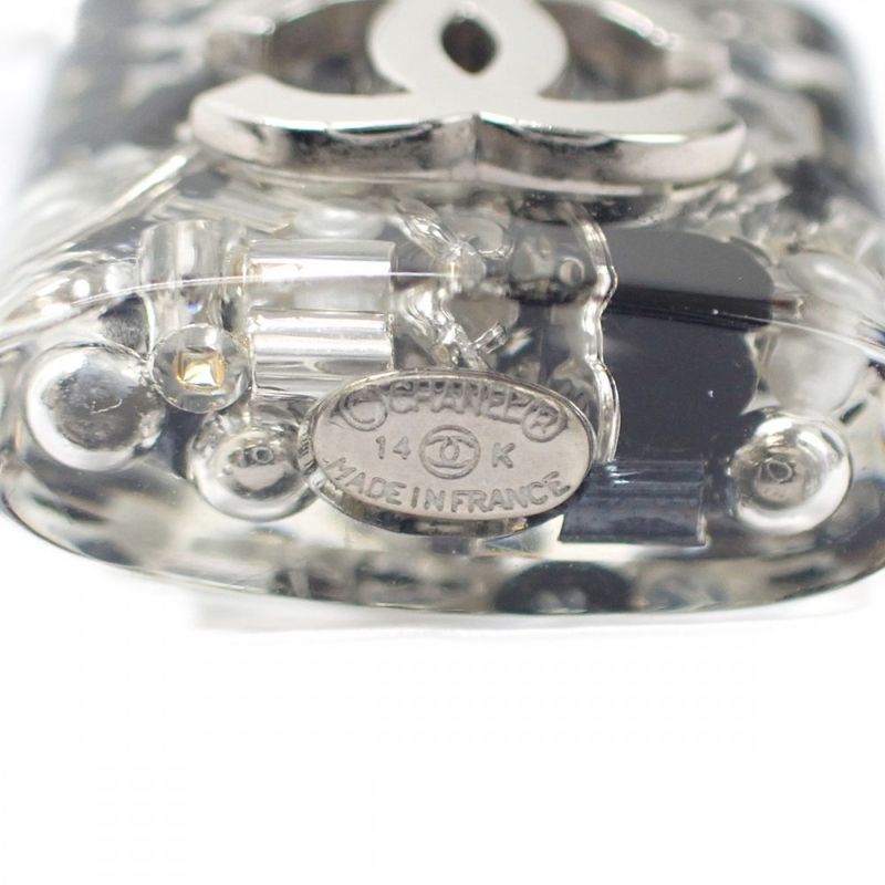 Chanel Coco Mark Cadenna 14K A88942 Earrings Metal Silver Ladies [AB Rank