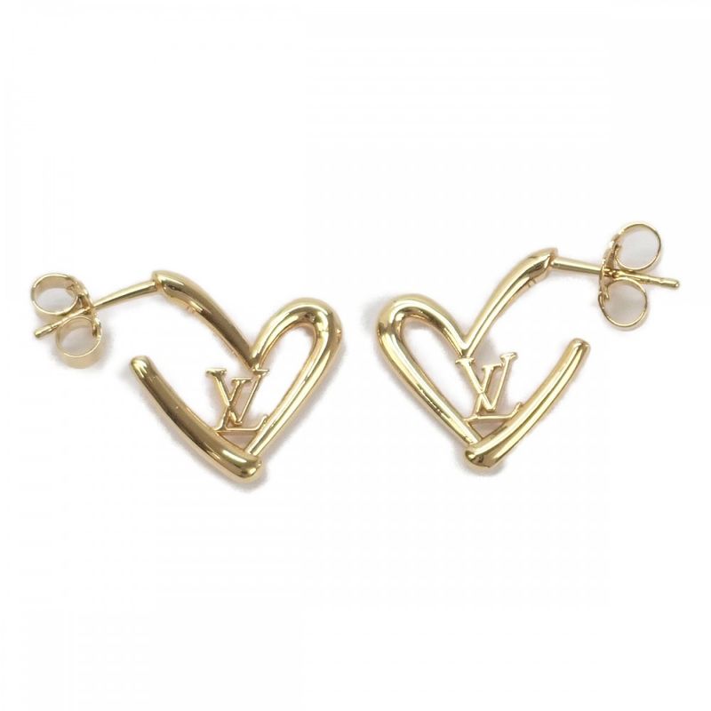 Louis Vuitton Bookle Dreille Heart Foreign Love GM M00464 Earrings GP Gold