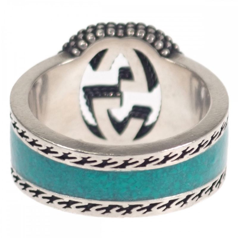 [AB Rank] Gucci Interlocking G 645572_j8410_8136 Ring Silver 925 Turquoise