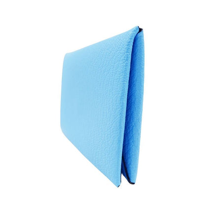 Hermes Card Case Ladies Men Brand Calvi Chevre Blue Aztec Business Card Holder