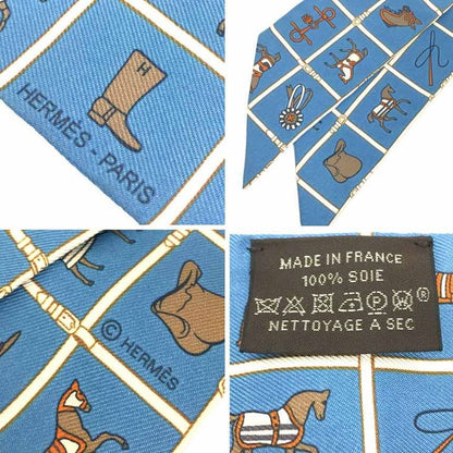 Hermes Twilly Tie Scarf Couvertures Et Tenues De Jour Horsewear Blue Aq11758