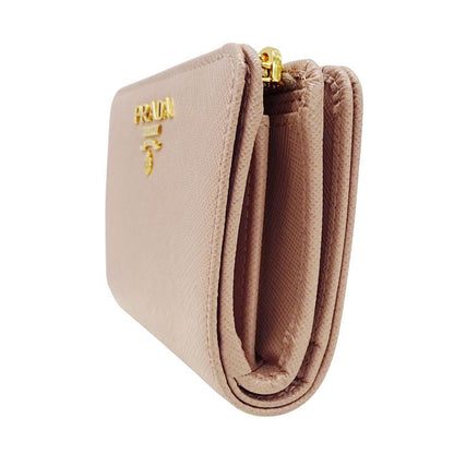 Prada Wallet Women's Brand Bifold Wallet Saffiano Pink Beige 1ml018 Compact
