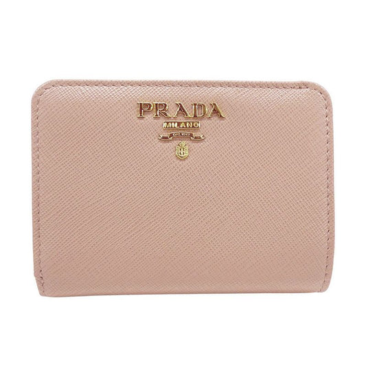 Prada Wallet Women's Brand Bifold Wallet Saffiano Pink Beige 1ml018 Compact