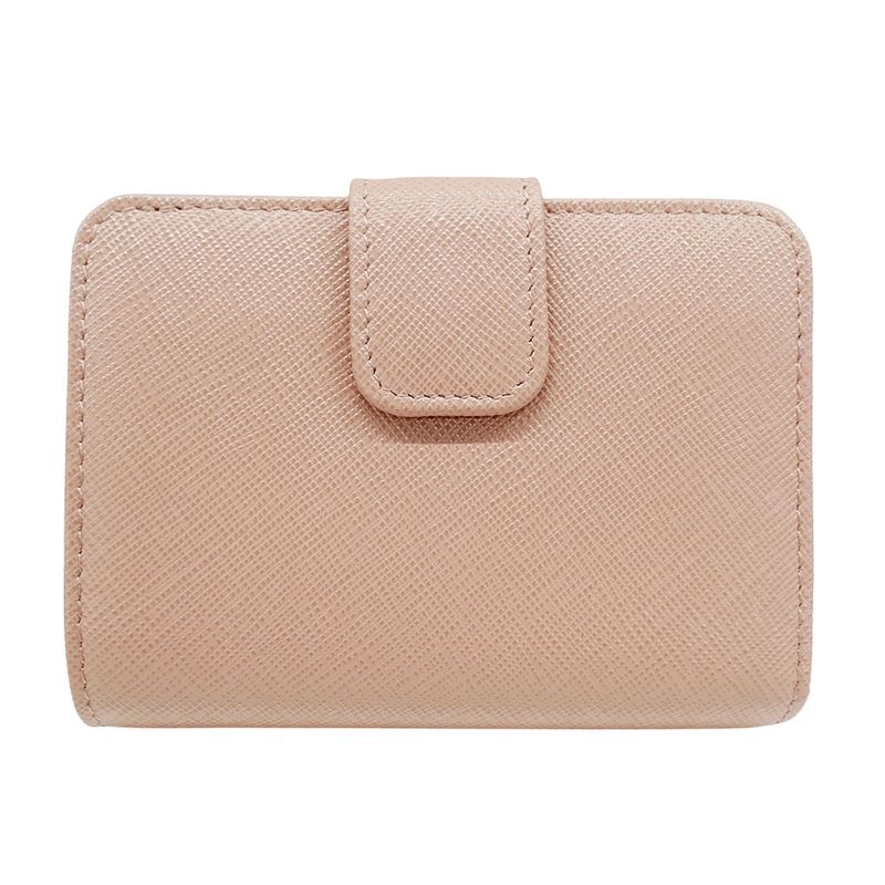 Prada Wallet Women's Brand Bifold Wallet Saffiano Pink Beige 1ml018 Compact