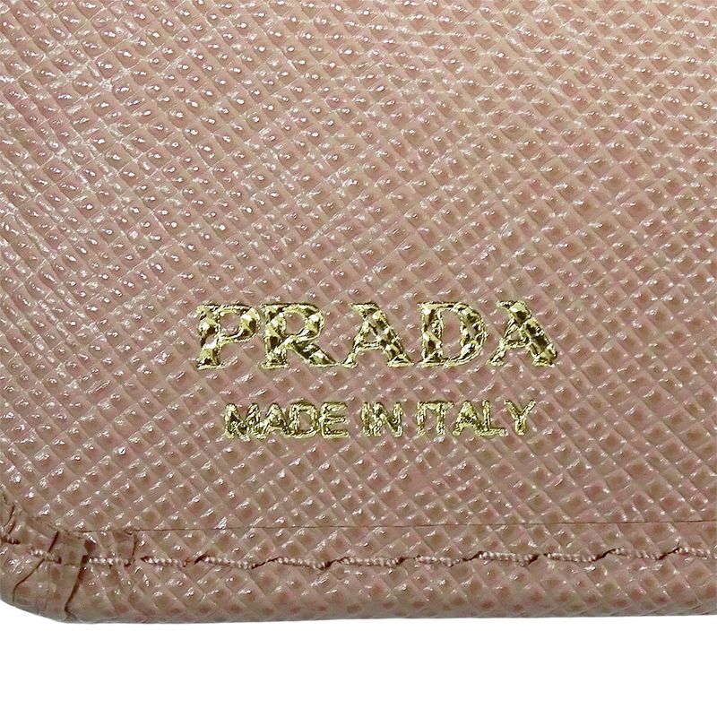 Prada Wallet Women's Brand Bifold Wallet Saffiano Pink Beige 1ml018 Compact