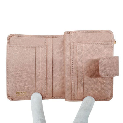 Prada Wallet Women's Brand Bifold Wallet Saffiano Pink Beige 1ml018 Compact