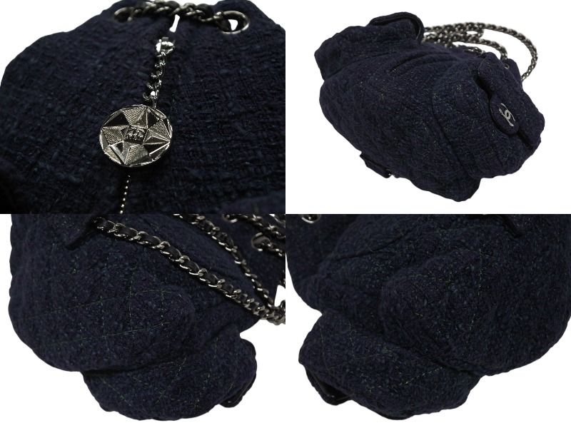 Chanel Tweed Backpack Mini Navy Silver — view 6