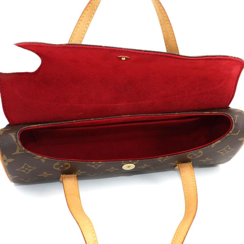 Louis Vuitton Monogram Sonatine Hand Bag Brown Gold Hardware