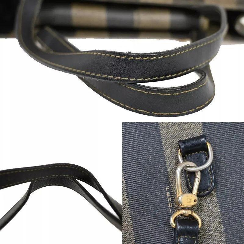 Fendi Tote Bag Pecan 2way Backpack Pvcleather Black Khaki 87bs016