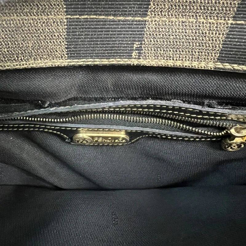 Fendi Tote Bag Pecan 2way Backpack Pvcleather Black Khaki 87bs016