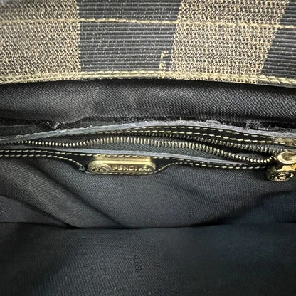 Fendi Tote Bag Pecan 2way Backpack Pvcleather Black Khaki 87bs016