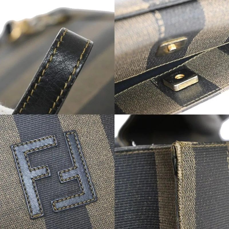 Fendi Tote Bag Pecan 2way Backpack Pvcleather Black Khaki 87bs016