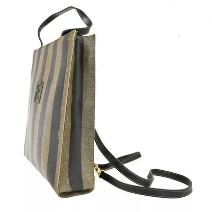 Fendi Tote Bag Pecan 2way Backpack Pvcleather Black Khaki 87bs016