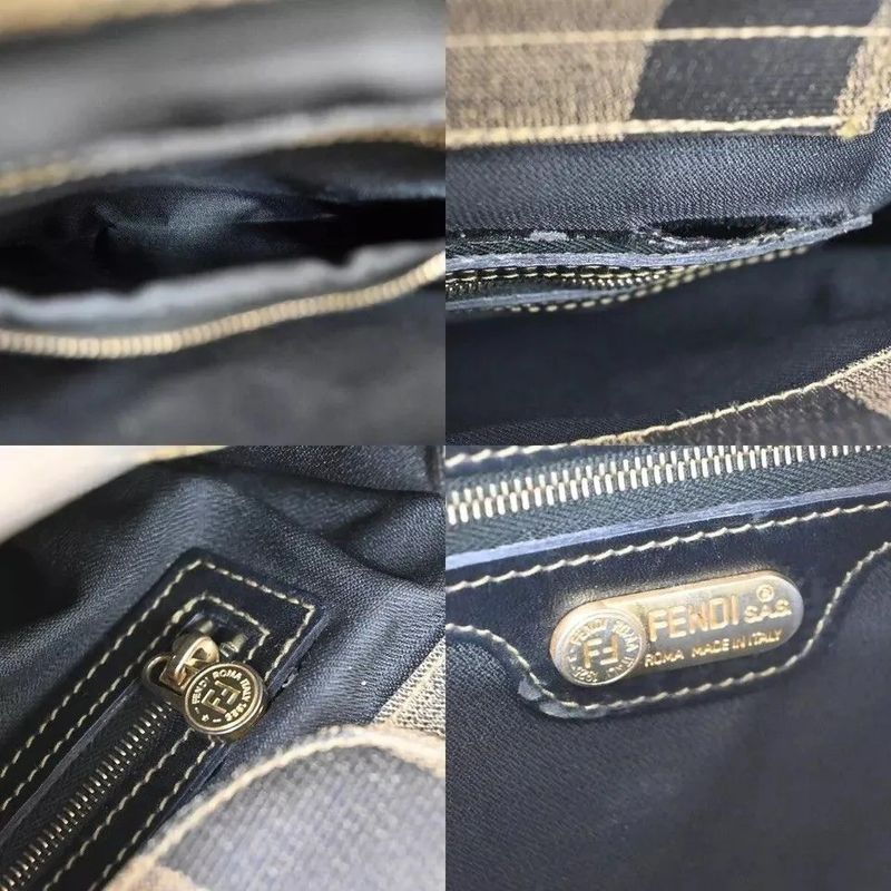 Fendi Tote Bag Pecan 2way Backpack Pvcleather Black Khaki 87bs016